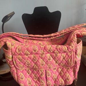 Vera Bradley Pink Quilted Shoulder Bag with Paisley Design